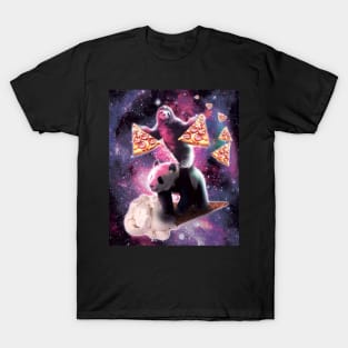 Space Sloth With Pizza On Panda Riding Ice Cream T-Shirt